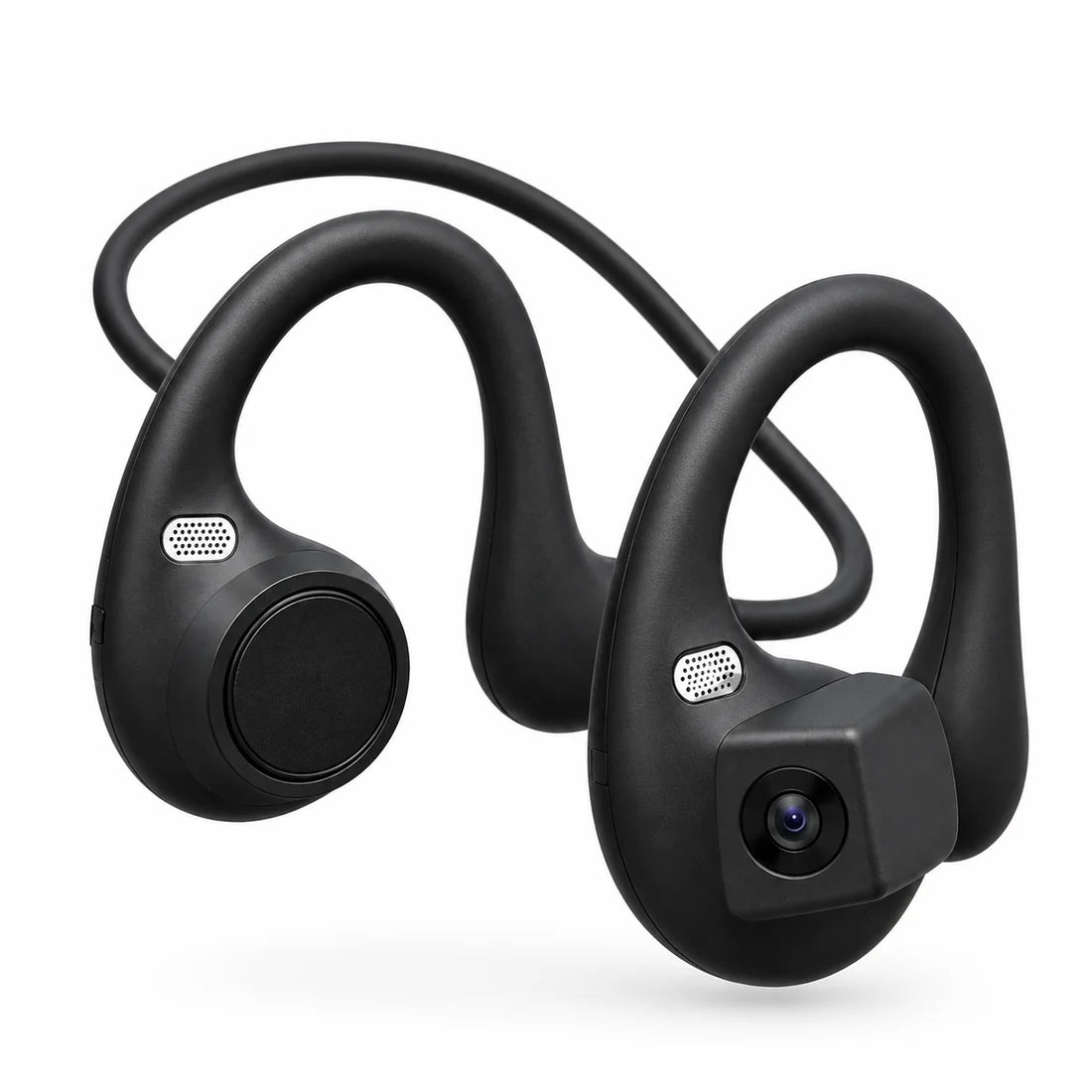 RallyCam Black open-ear headphones with integrated POV camera